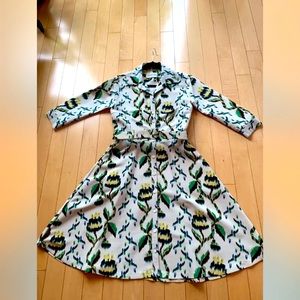 Samantha Sung White and Green Midi Dress